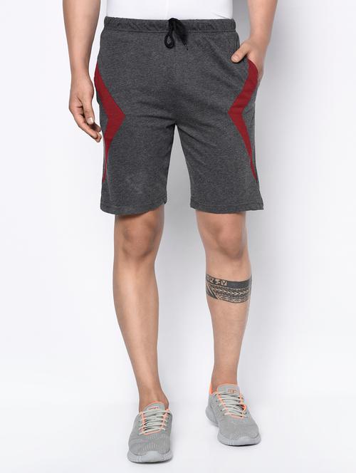grey color block shorts - 17633214 - Very Small Image - 1