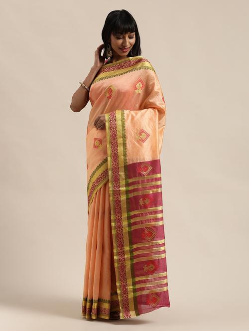 ethnic motifs woven saree with blouse - 17633600 - Very Small Image - 1