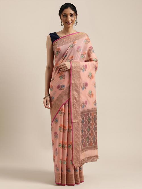 ethnic motifs woven saree with blouse - 17633620 - Very Small Image - 1
