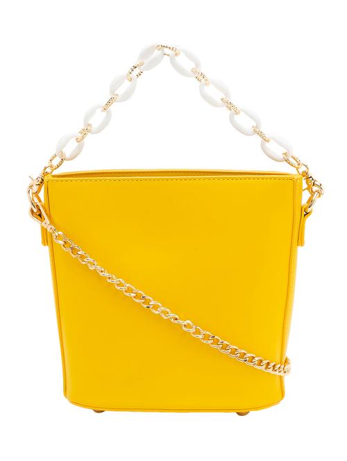 yellow leatherette (pu) handbag - 17633746 - Very Small Image - 1