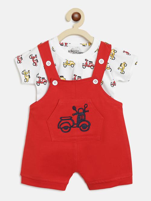 red embroidered dungarees - 17635546 - Very Small Image - 1