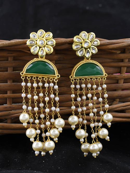 green brass drop earring - 17635603 - Very Small Image - 1
