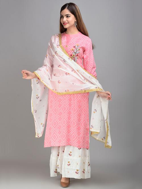 pink rayon kurta sharara set - 17635618 - Very Small Image - 1