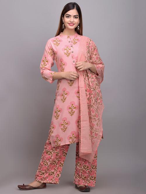 pink rayon kurta palazzo set - 17635638 - Very Small Image - 1