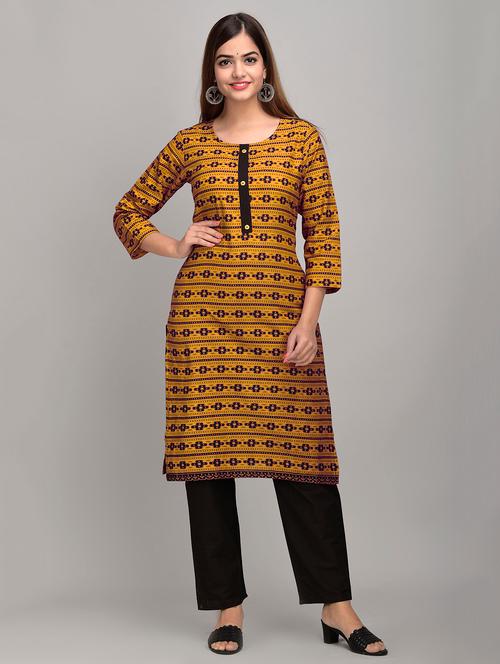 yellow cotton kurta pant set - 17635659 - Very Small Image - 1