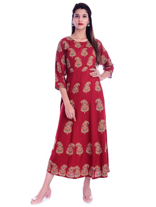 red rayon aline gown - 17635743 - Very Small Image - 1