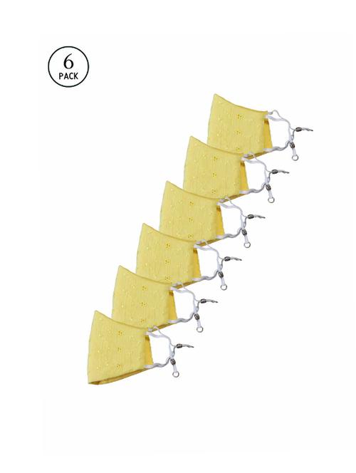yellow cotton printed women mask (pack of 6) - 17635897 - Very Small Image - 1