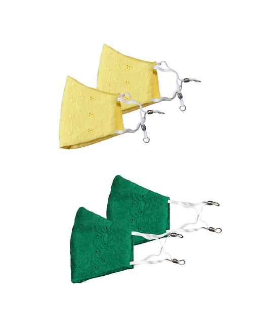 yellow cotton printed women mask (pack of 4) - 17635919 - Very Small Image - 1