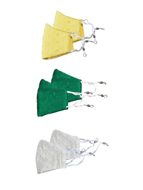 yellow cotton printed women mask (pack of 6) - 17635958 - Very Small Image - 1