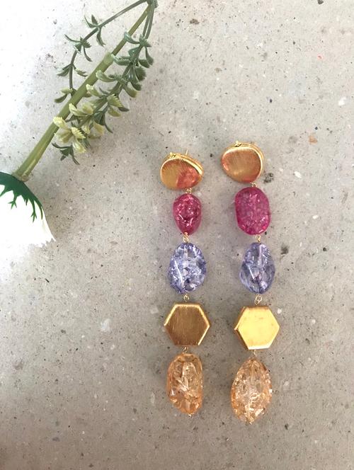 gold plated drop earring - 17637532 - Very Small Image - 1