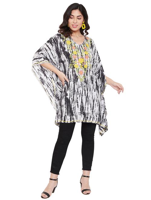 v-neck embroidered kaftan top - 17639973 - Very Small Image - 1