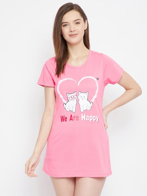 pink cotton blend regular tee - 17641176 - Very Small Image - 1