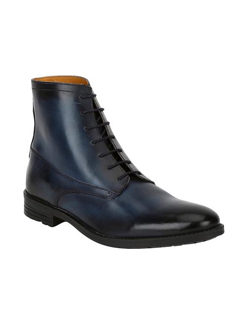 navy leather lace up boots - 17641685 - Very Small Image - 1