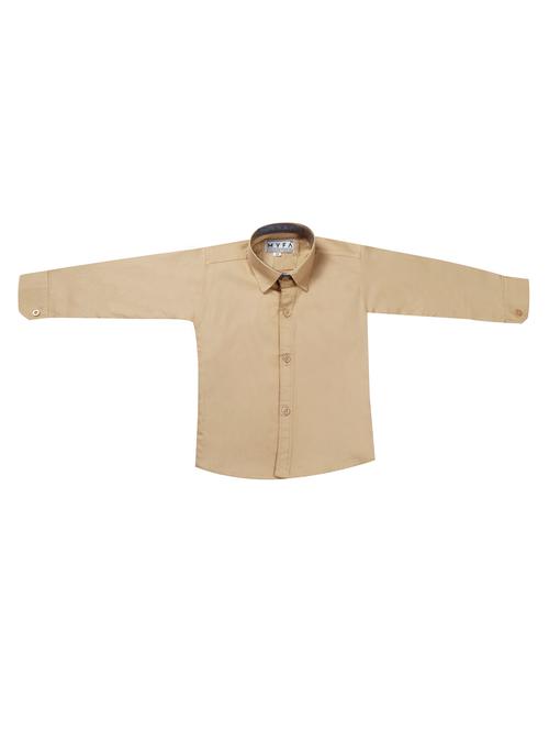 beige solid casual shirt - 17641991 - Very Small Image - 1