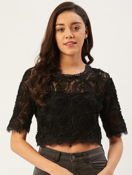 applique worked crop top - 17642117 - Very Small Image - 1