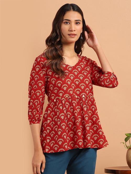 v-neck printed tunic - 17643276 - Very Small Image - 1