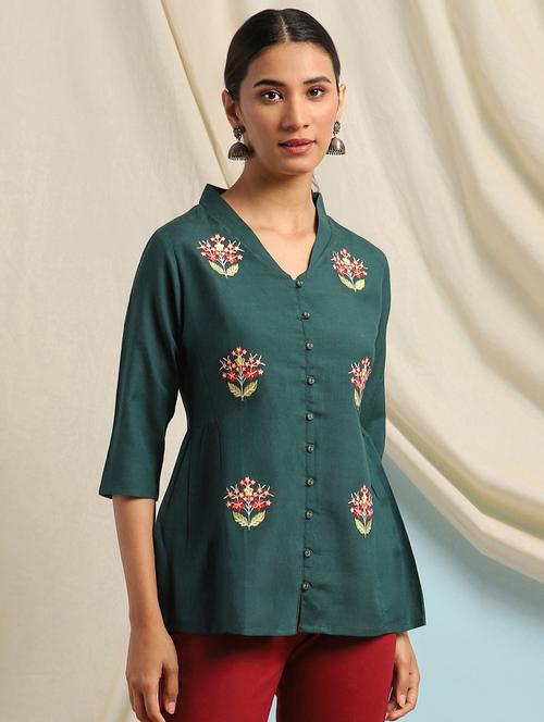 mandarin neck embroidered tunic - 17643281 - Very Small Image - 1