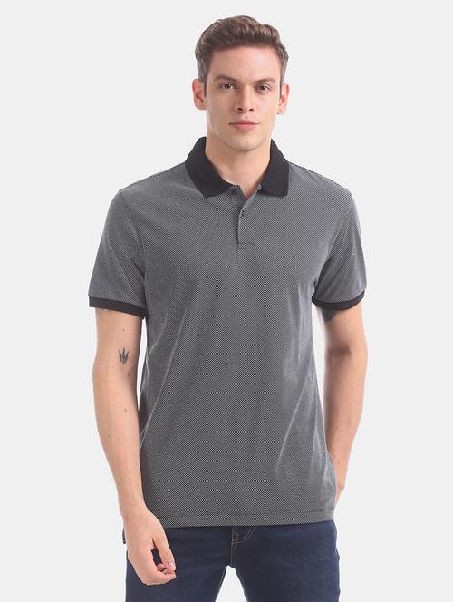 navy blue printed polo t-shirt - 17644499 - Very Small Image - 1