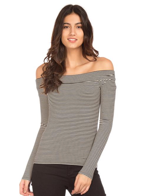 off shoulder striped top - 17645389 - Very Small Image - 1