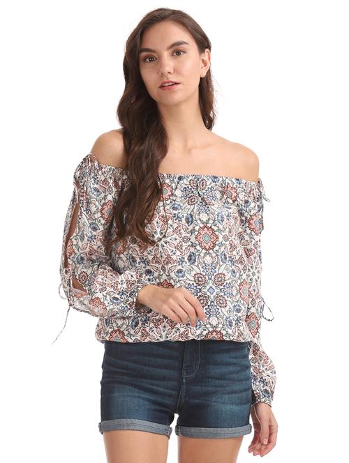 off shoulder floral top - 17645457 - Very Small Image - 1