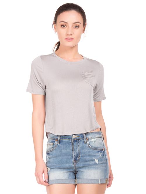 round neck solid top - 17645478 - Very Small Image - 1