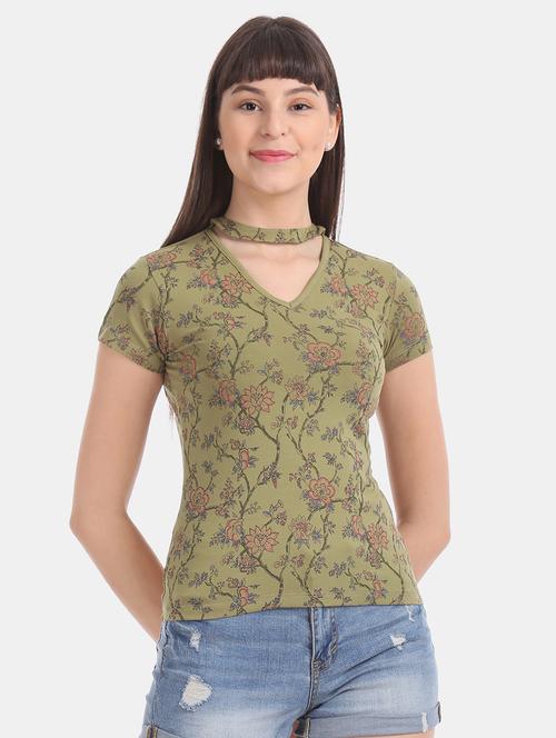 choker neck floral top - 17645567 - Very Small Image - 1
