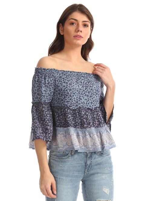 floral print off-shoulder top - 17645578 - Very Small Image - 1
