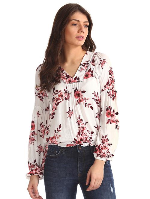 floral print blouson top - 17645587 - Very Small Image - 1