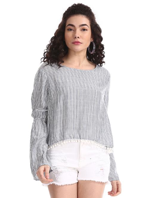 bell sleeve striped top - 17645661 - Very Small Image - 1
