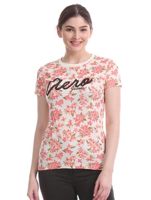 round neck floral tee - 17645908 - Very Small Image - 1