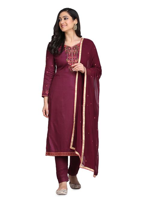 embroidered unstitched suit - 17646014 - Very Small Image - 1