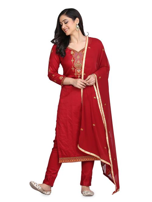 embroidered unstitched suit - 17646016 - Very Small Image - 1
