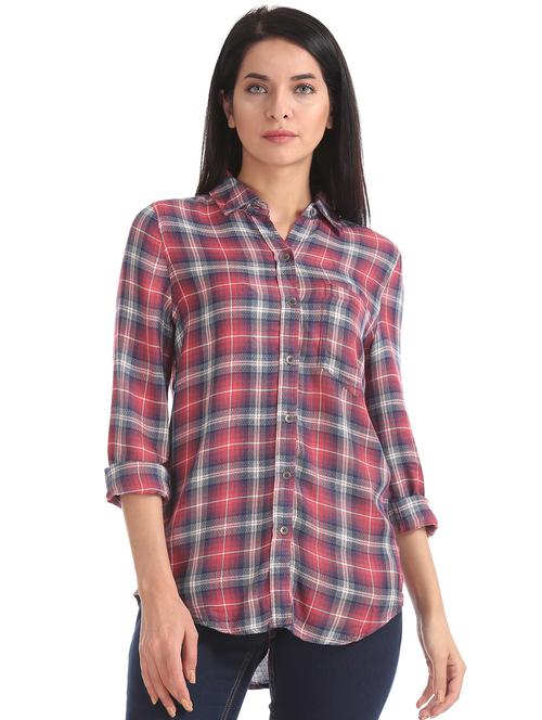pink checkered casual shirt - 17646138 - Very Small Image - 1