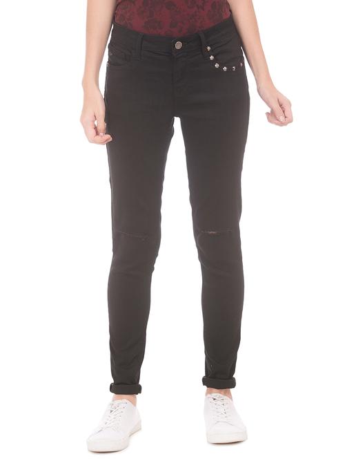 knee slit denim jeans - 17646309 - Very Small Image - 1