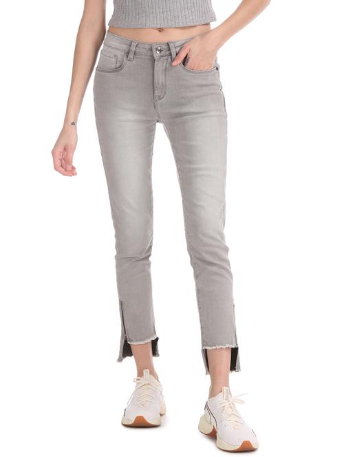 frayed hem stone washed jeans - 17646314 - Very Small Image - 1