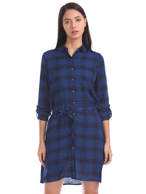 tie front checkered shirt dress - 17646501 - Very Small Image - 1