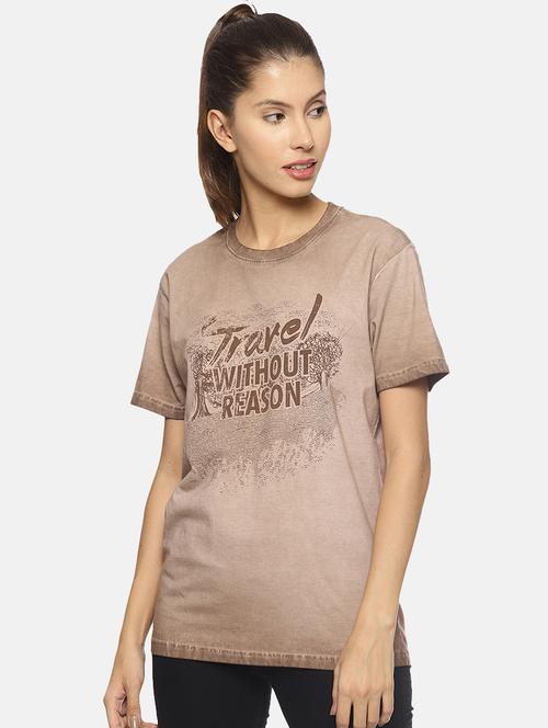 women's chest print round neck t-shirt - 17646645 - Very Small Image - 1
