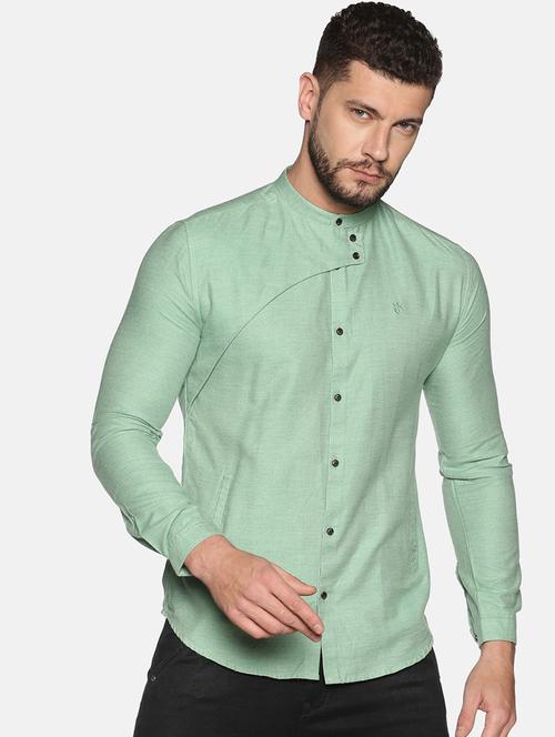 green solid casual shirt - 17646764 - Very Small Image - 1