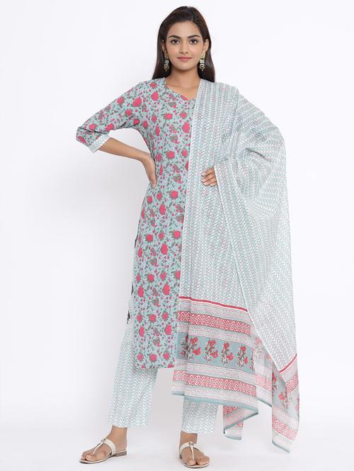 floral kurta palazzo set - 17646797 - Very Small Image - 1
