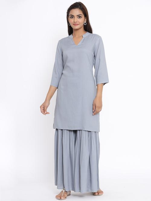 solid kurta sharara set - 17646807 - Very Small Image - 1