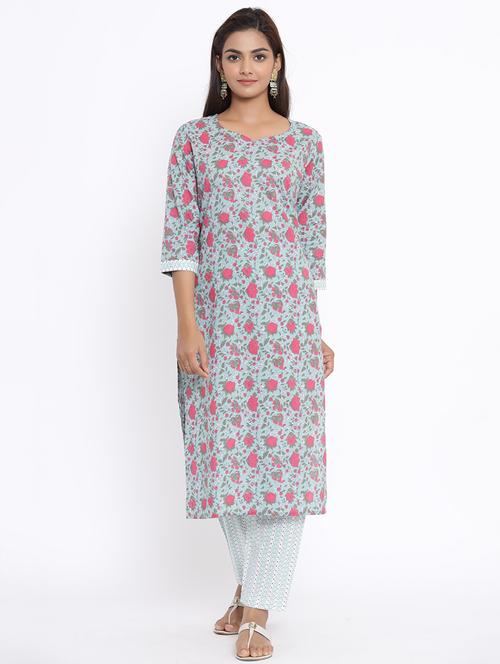 floral kurta pant set - 17646810 - Very Small Image - 1