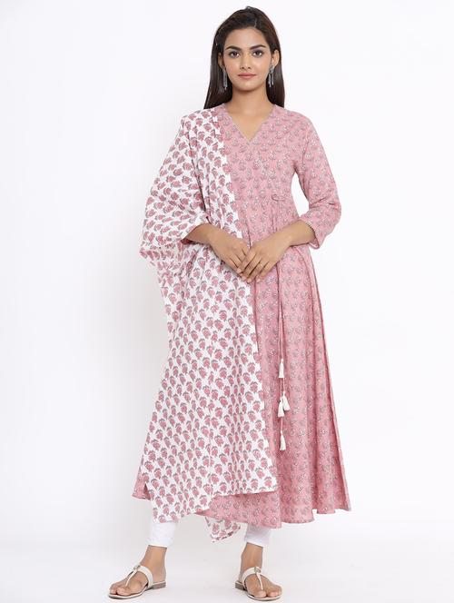 women three quarter sleeve kurta pant with dupatta set - 17646825 - Very Small Image - 1