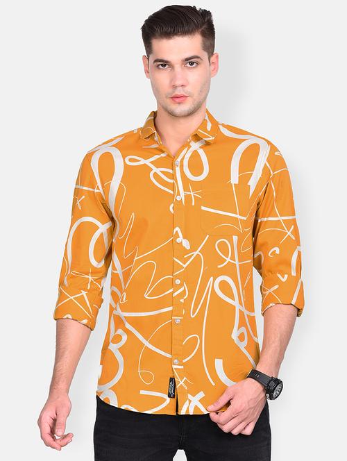 yellow printed casual shirt - 17646870 - Very Small Image - 1