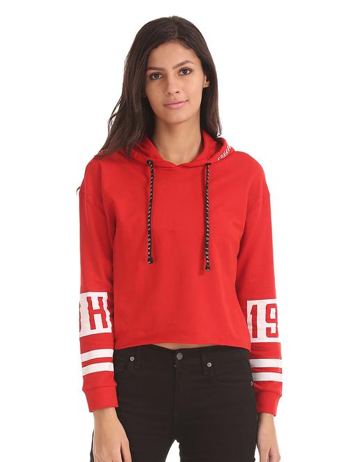 hooded neck cropped sweatshirt - 17647098 - Very Small Image - 1