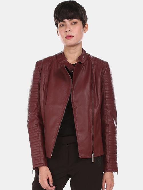 red leatherette bomberbiker jacket - 17647236 - Very Small Image - 1