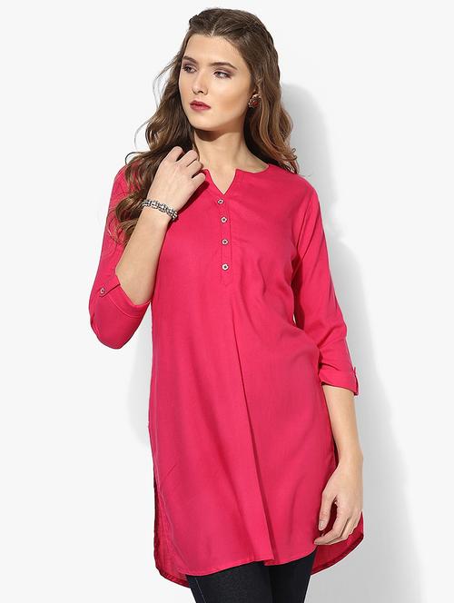 notch neck side slit tunic - 17648982 - Very Small Image - 1
