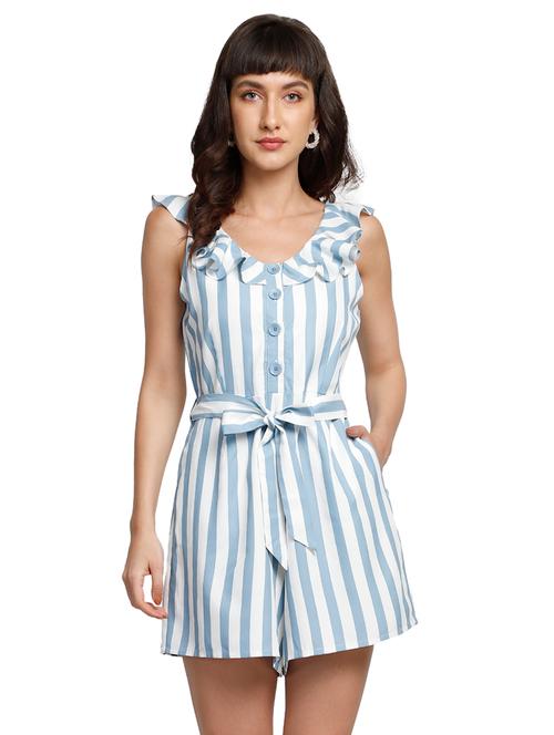 tie front striped romper - 17648988 - Very Small Image - 1