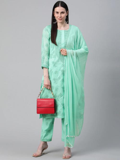 ada hand-embroidered chikankari unstitched suit - 17649058 - Very Small Image - 1