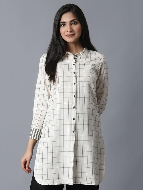 checkered straight kurta - 17649388 - Very Small Image - 1