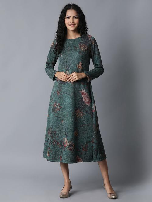 round neck floral a-line dress - 17649397 - Very Small Image - 1
